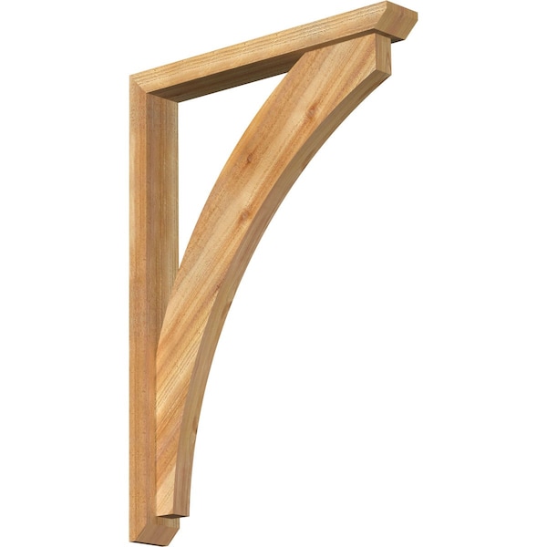 Ekena Millwork Thorton Slat Rough Sawn Bracket w/ Offset Brace, Western Red Cedar, 4"W x 28"D x 40"H BKT0402X28X40THR06RWR - main